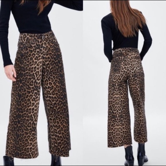 Zara Denim - Zara TRF Collection Cheetah Print High Rise Demin